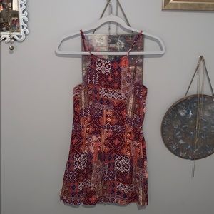 Colorful red toned mini dress